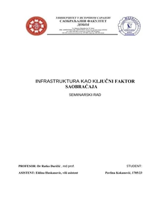 Infrastruktura kao ključni faktor saobraćaja