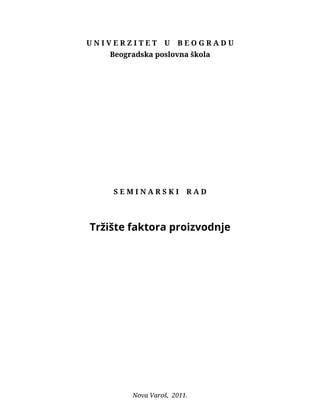 Tržište faktora proizvodnje