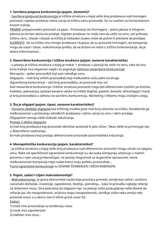 Osnovni pojmovi iz ekonomije: tržišne strukture, makroekonomija i poslovne organizacije