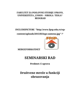 Društvene mreže u funkciji obrazovanja