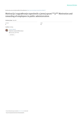 Motivacija i nagrađivanje zaposlenih u javnoj upravi