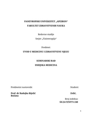 Indijska medicina: ajurveda, sidha i junani