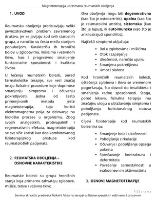 Primena magnetoterapije kod reumatskih oboljenja