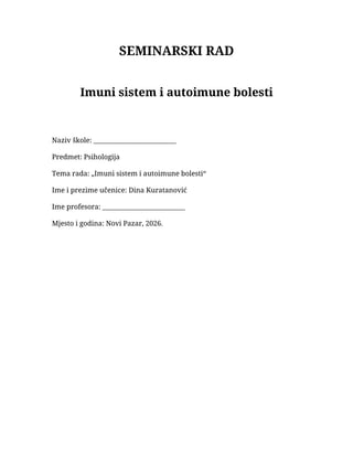 Imuni sistem i autoimune bolesti: psihološki aspekti