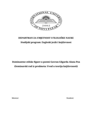 Dominantne stilske figure u poemi Gavran Edgarda Alana Poa