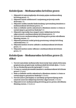 Kolokvijum – Međunarodno krivično pravo