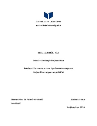 Statusna prava poslanika