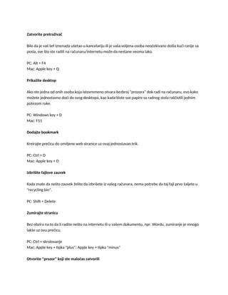 Prečice na tastaturi