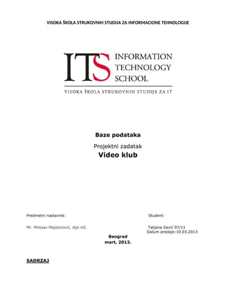 Video klub – Projektni zadatak