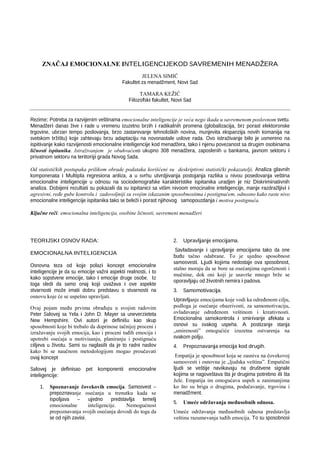 Značaj emocionalne inteligencije kod savremenih menadžera