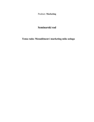 Menadžment i marketing miks usluga