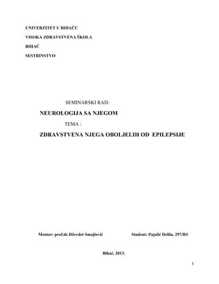 Njega bolesnika sa epilepsijom