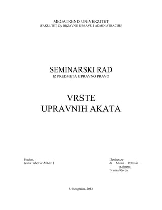 Vrste upravnih akata