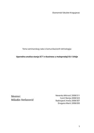 Uporedna analiza stanja ICT i e-business u maloprodaji EU i Srbije