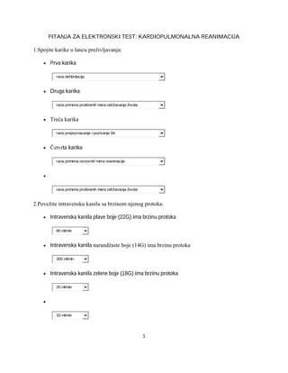 Pitanja za elektronski test: Kardiopulmonalna reanimacija