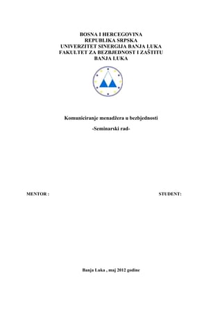 Komuniciranje menadžera u bezbjednosti