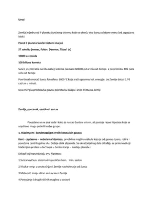 Postanak, osobine i sastav Zemlje