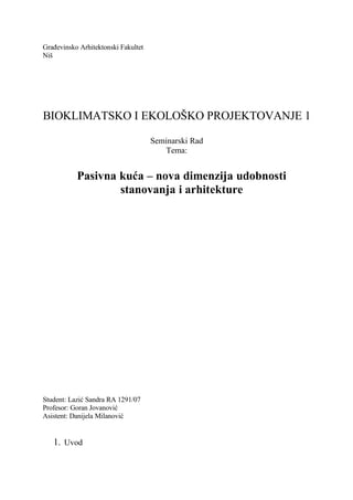 Pasivna kuća – Nova dimenzija udobnosti stanovanja i arhitekture
