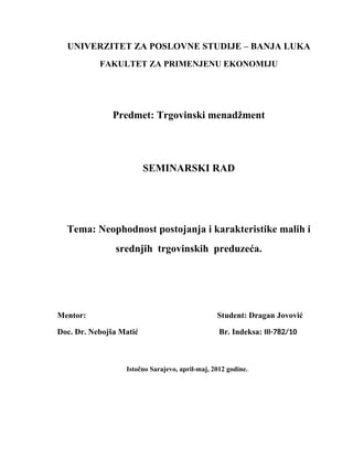 Plan pozicioniranja trgovinskog biznisa