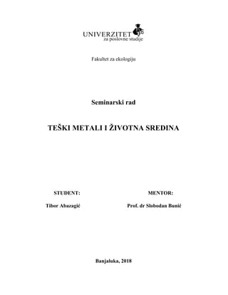 Teški metali i životna sredina