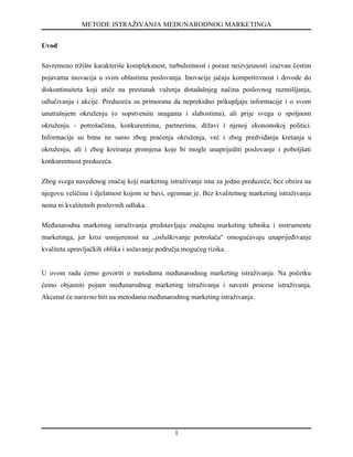 Metode istraživanja medjunarodnog marketinga