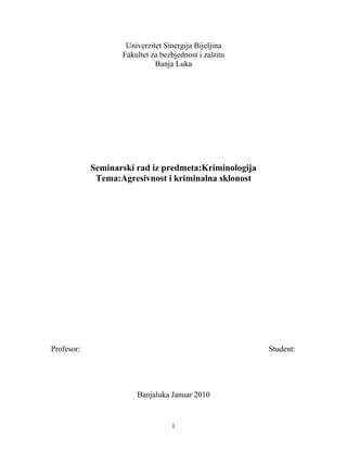 Agresivnost i kriminalna sklonost