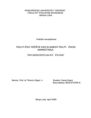 Političko tržište kao element političkog marketinga