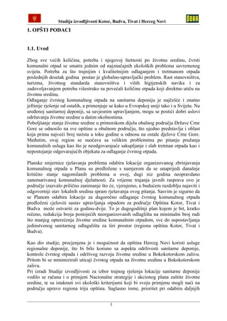 Studija izvodljivosti regionalne sanitarne deponije za kotor, budvu, tivat i herceg novi