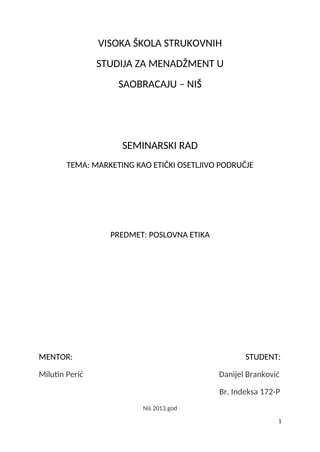 Marketing kao etički osetljivo podrucje