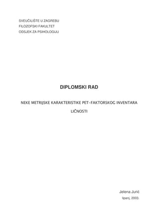 Neke metrijske karakteristike pet-faktorskog invetara ličnosti