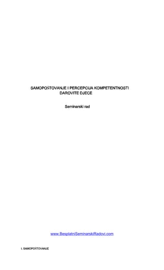 Samopostovanje i perceptivna kompetentnost