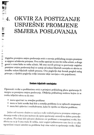 Okvir za postizanje uspješne promjene smjera poslovanja