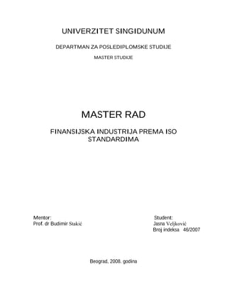 Finansijska industrija prema ISO standardima