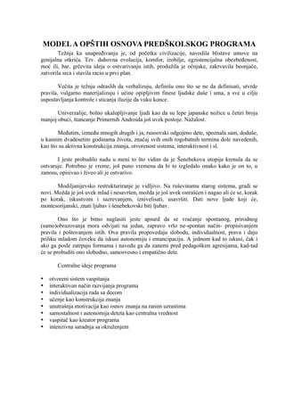 Model A opštih osnova predškolskog programa