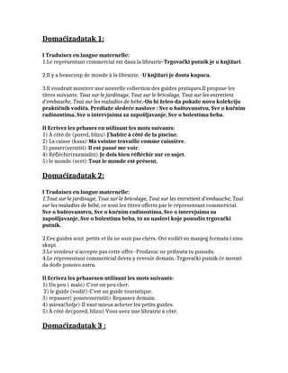 Francuski jezik za 4.godinu – domaći