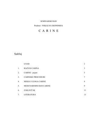 Carine: seminarski rad iz fiskalne ekonomije