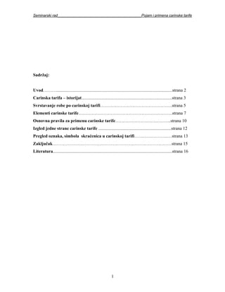 Pojam i primena carinske tarife