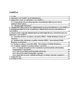 Profesionalizacija i unapređivanje odnosa s javnošću