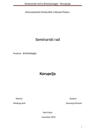Korupcija: definisanje, uzroci, oblici i borba protiv korupcije