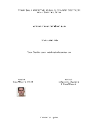 Teorijske osnove metoda za izradu završnog rada