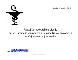 Razvoj farmacije kao naučne discipline – Najvažnija otkrića  značajna za razvoj farmacije