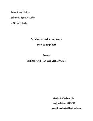 Berza hartija od vrednosti