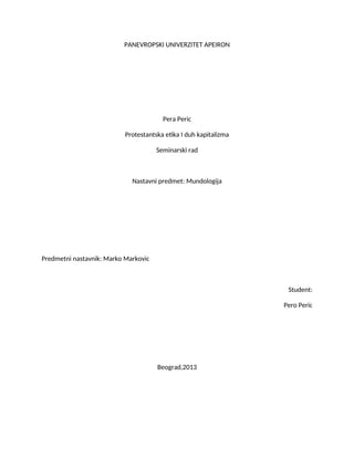 Protestantska etika i duh kapitalizma