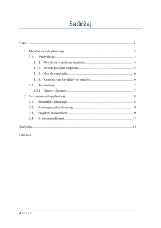 Metode planiranja u menadžmentu