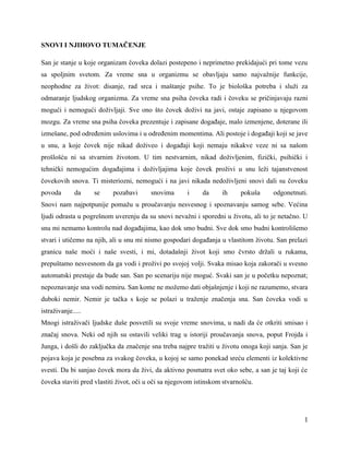 Snovi i njihovo tumačenje