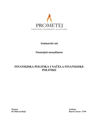 Finansijska politika i načela