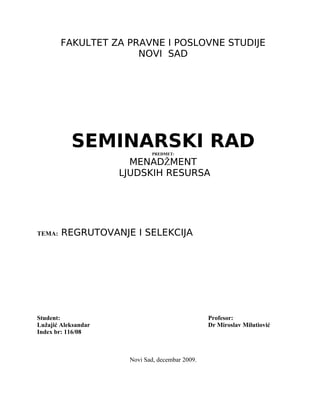 Regrutovanje i selekcija