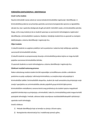 Forenzička daktiloskopija i  identifikacija