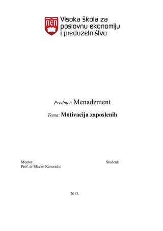 Motivacija zaposlenih