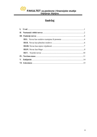 Funkcije novca i novčana masa